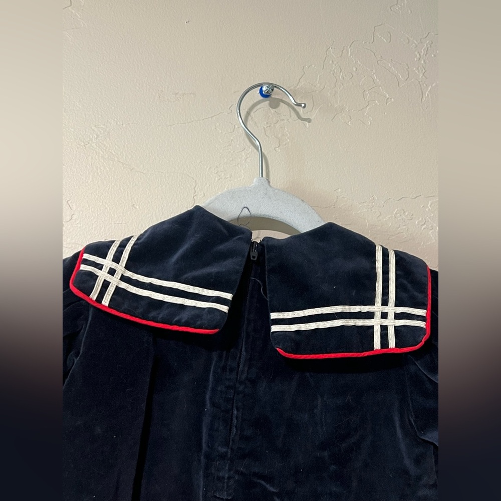 Vintage Navy Blue Sailor Dress with Red Trim Size 12m Made in the USA - Picture 6 of 9